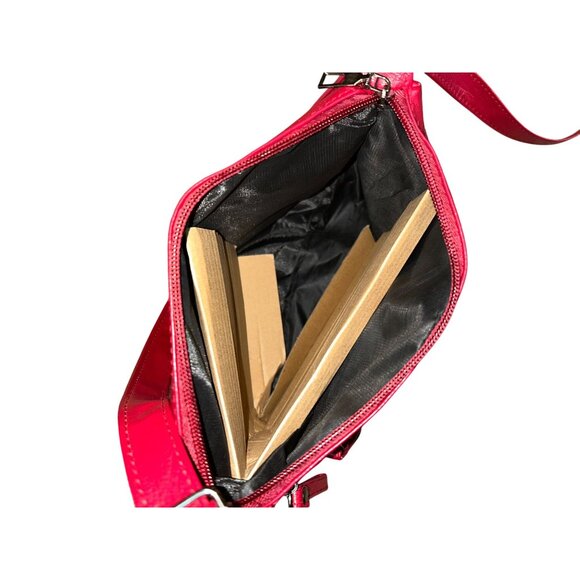 Quilted Red Leather Crossbody Bag For Women With Adjustable Strap & Multiple Poc - Picture 10 of 10